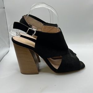 Madden NYC Cloverr Platform Block Heels Sandals Black Micro Suede Womens 8 M